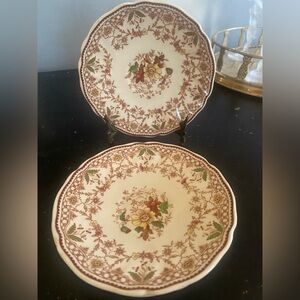 Four Royal Doulton 'Glendale Brown Multicolor' floral patterned ceramic plates.